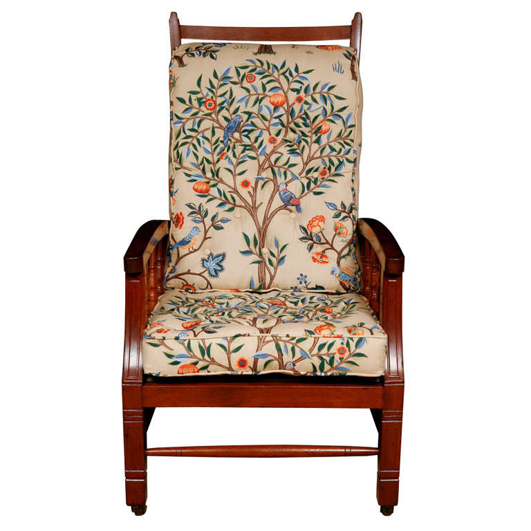 Arts and Crafts mahogany armchair with adjustable back, England circa 1870 For Sale