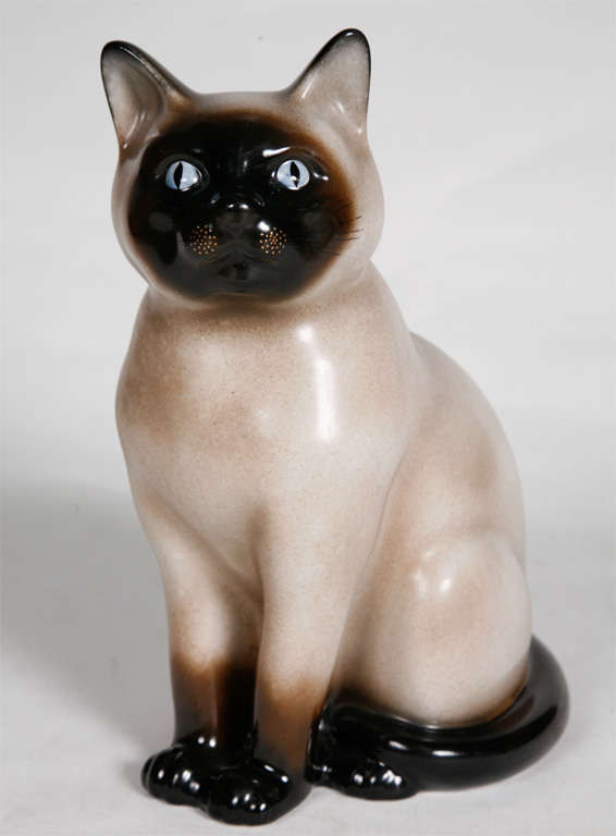 A Fornasetti Life-size Ceramic Cat.
Depicting a Siamese Cat in vivid colours.
Signature to back and underside.
Italy, circa 1960