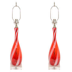 Pair of  Murano Glass Lamps