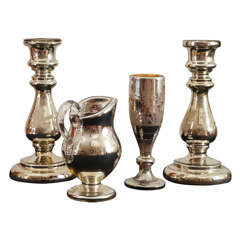 Antique Four Unique Mercury Glass Items