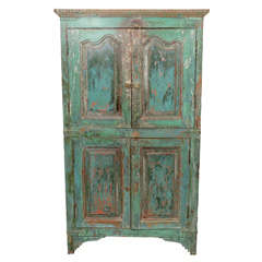 Antique Green Painted Armoire
