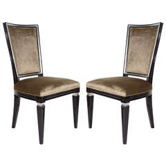 Pair of Elegant Hollywood Regency High Back Chairs in Velvet 1