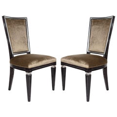Pair of Elegant Hollywood Regency High Back Chairs in Velvet