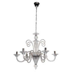 Outstanding Lead Crystal and Murano Glass Scrolled Chandelier