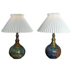 Bjorn Wiinblad Ceramic Table Lamps, Pair, Danish Pottery