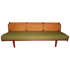 Teak Cane and Green Daybed by Hans J. Wegner