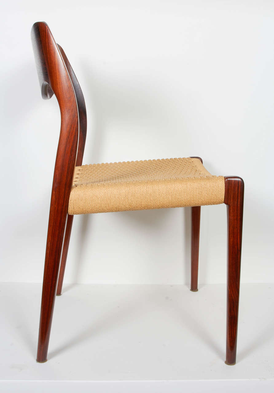 Scandinavian Niels Moller, No. 71 Rosewood Papercord Dining Chairs, Set of 8