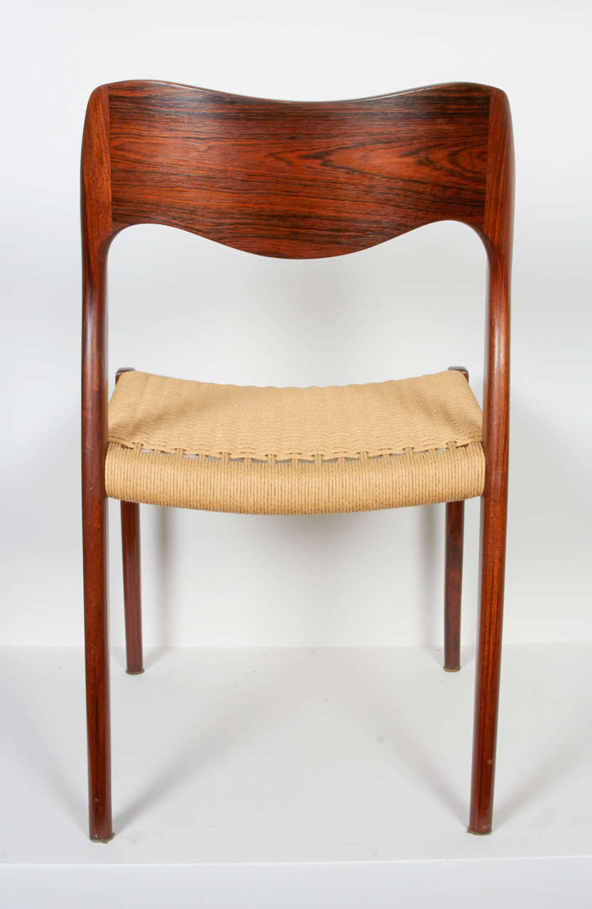 Niels Moller, No. 71 Rosewood Papercord Dining Chairs, Set of 8 In Excellent Condition In New York, NY