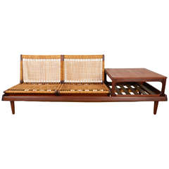 Hans Olsen Modulares Sofa aus Teak und Rohrholz