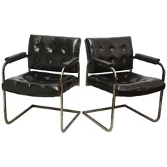 Retro Milo Baughman Style Chrome Lounge Chairs by Patrician Furniture, USA, 1960s