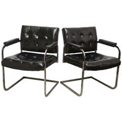 Milo Baughman Style Chrome Lounge Chairs by Patrician Furniture, USA, 1960s 3
