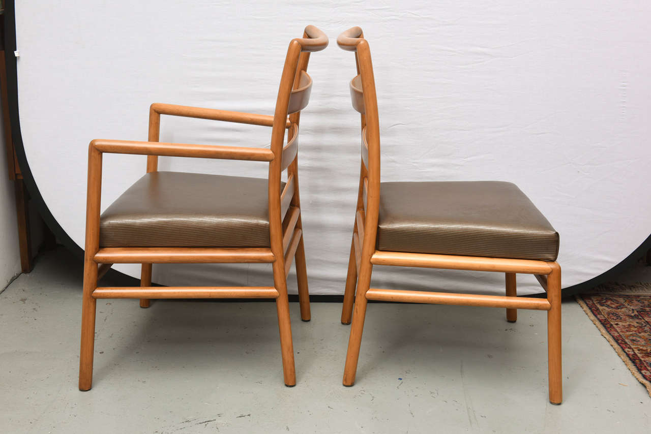 T.H. Robsjohn Gibbings Ladder-Back Chairs in Walnut, Set of Eight, USA, 1950s In Excellent Condition For Sale In Miami, FL