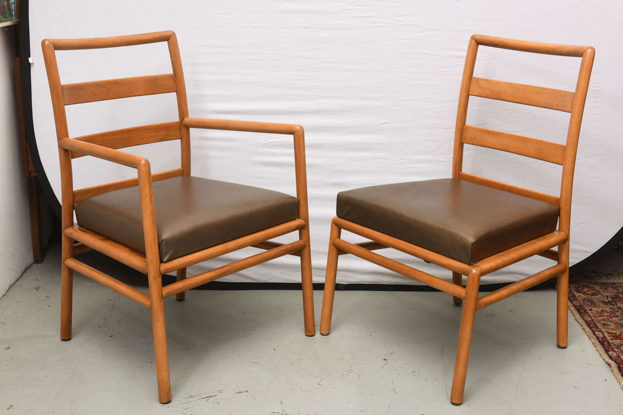 T.H. Robsjohn Gibbings Ladder-Back Chairs in Walnut, Set of Eight, USA, 1950s For Sale 3