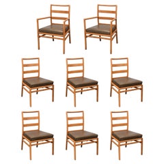 T.H. Chaises Robsjohn Gibbings à dossier en échelle en noyer, ensemble de huit, États-Unis, années 1950