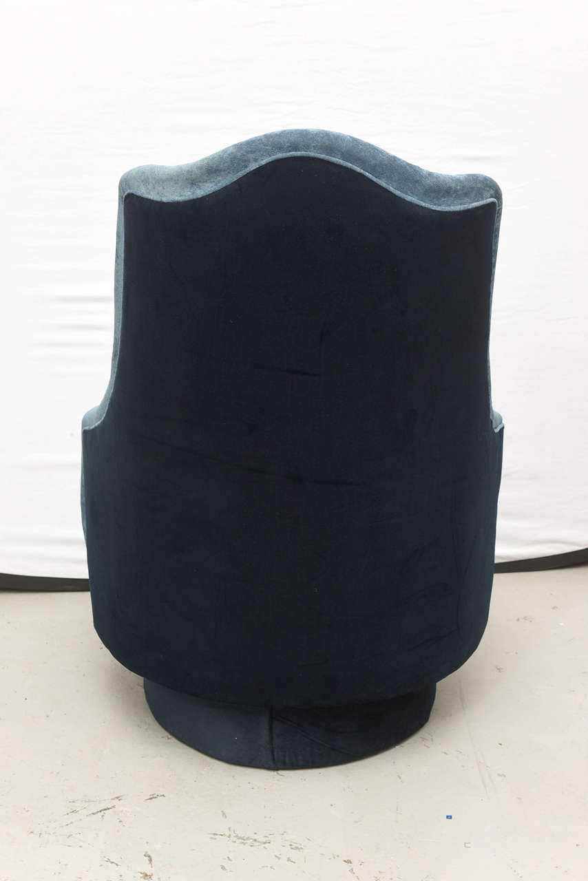 Milieu du XXe siècle Chaise pivotante Adrian Pearsall à dossier haut bicolore en velours, années 1960, États-Unis en vente