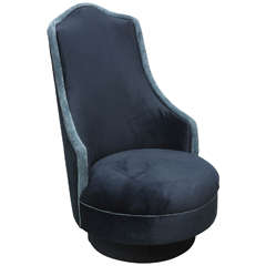 Retro Two-Toned High-Back Adrian Pearsall Swivel Chair in Velvet, 1960s, USA