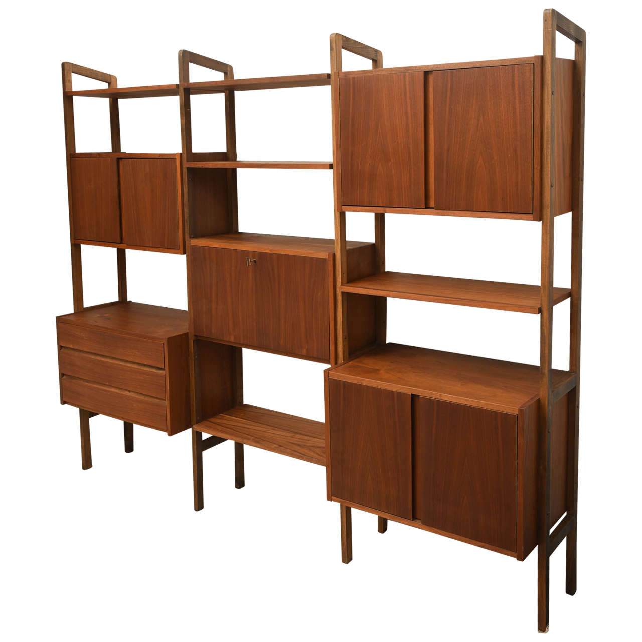 Mid-Century Modern Teak Wall Unit or Storage, 1950s Scan Style