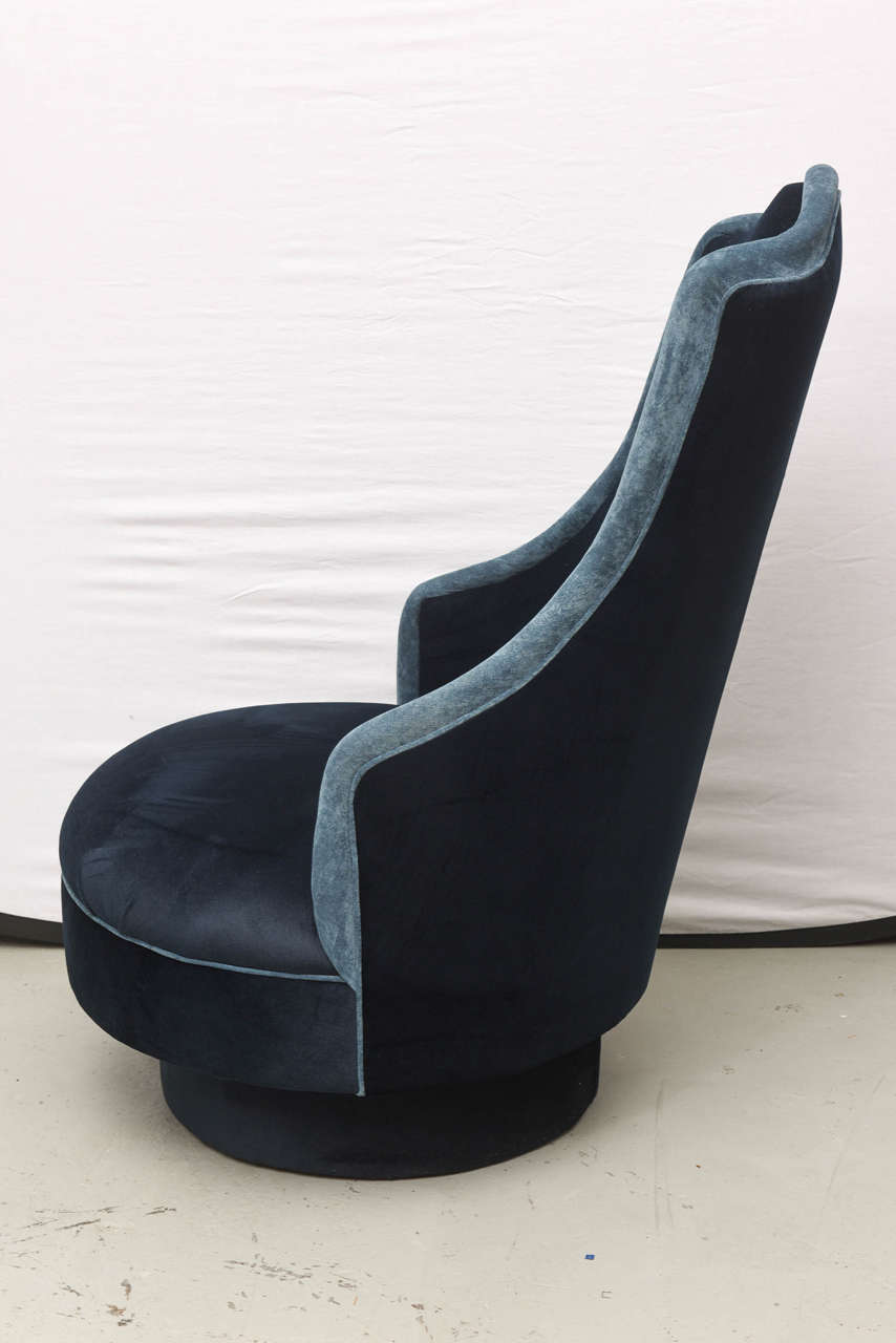 TwoToned HighBack Adrian Pearsall Swivel Chair in Velvet, 1960s, USA
