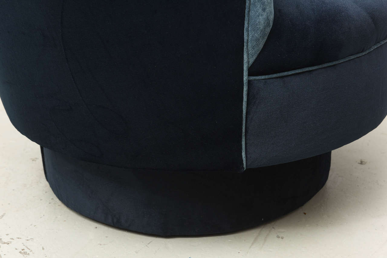 TwoToned HighBack Adrian Pearsall Swivel Chair in Velvet, 1960s, USA