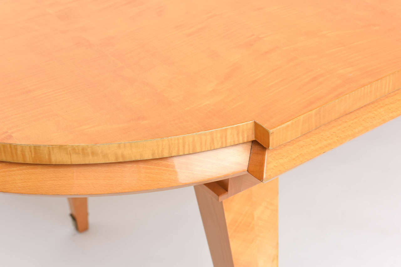 French Modern Sycamore Inlaid and Veneered Dining Table, Andre Arbus In Excellent Condition For Sale In Hollywood, FL