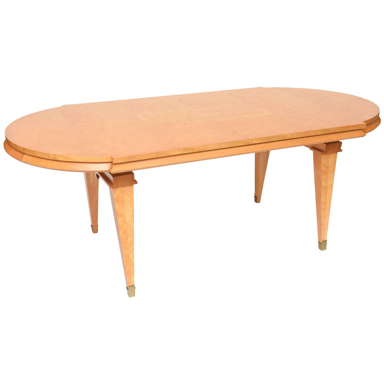 French Modern Sycamore Inlaid and Veneered Dining Table, Andre Arbus For Sale