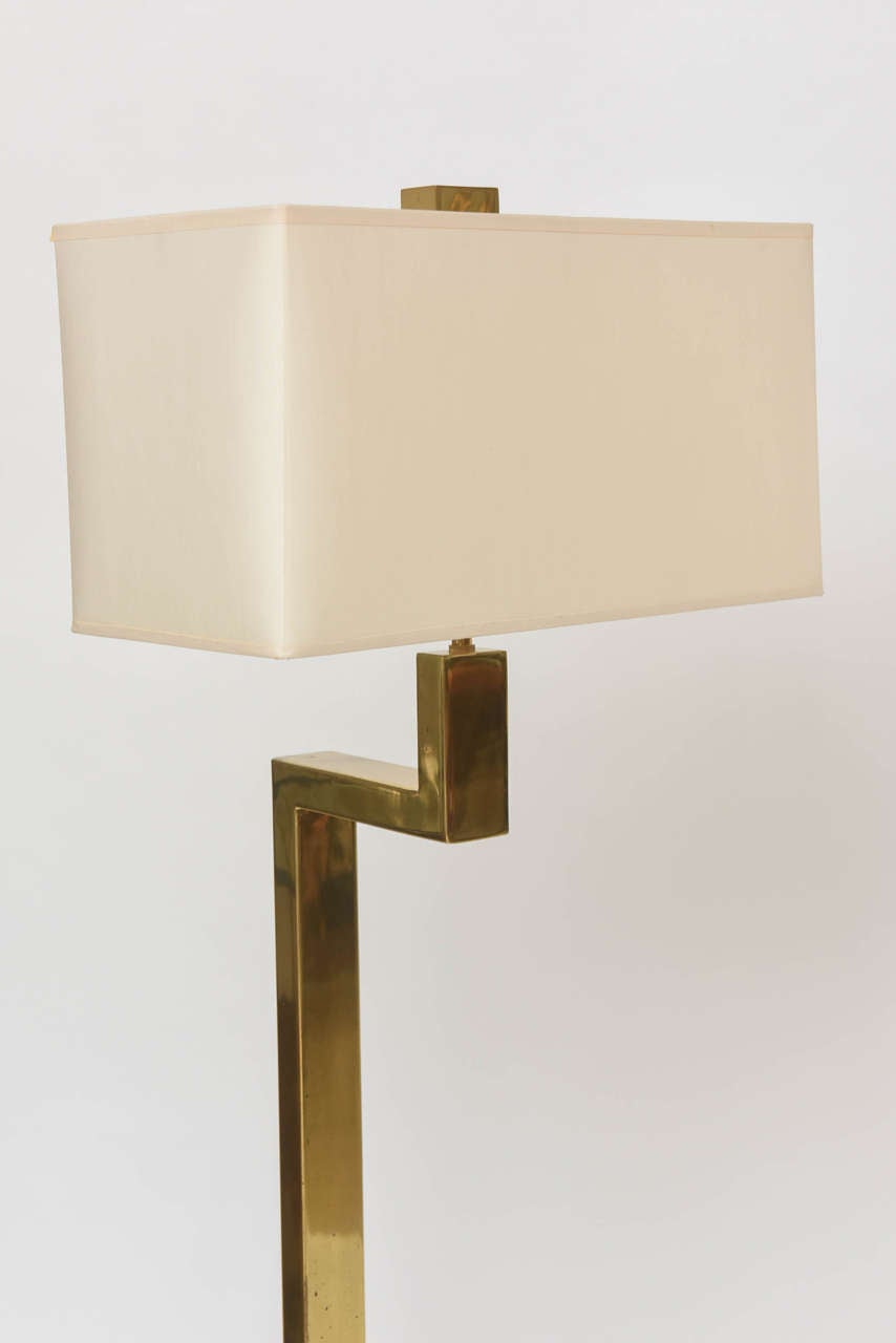 Mid-Century Modern Pair of French Modern Brass Floor Lamps, Jacques Quinet