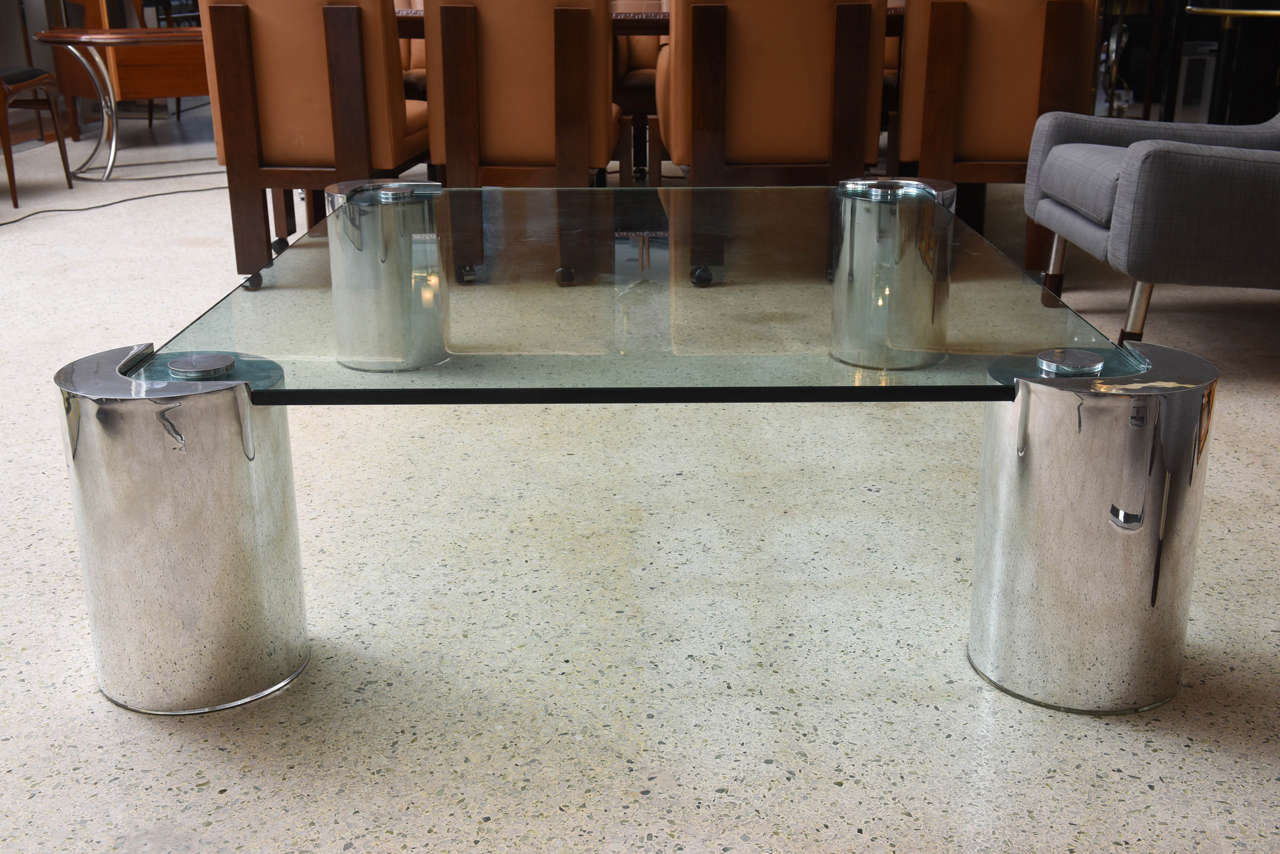 American Modern Polished Chrome and Glass Low Table, Karl Springer For Sale 4