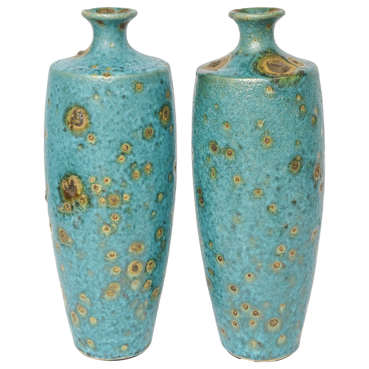 One Italian Modern Ceramic "Peacock" Glaze Vase, Guido Gambone