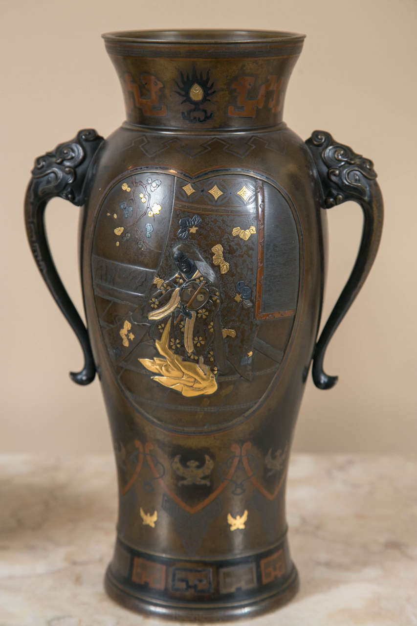 japanese bronze vase meiji period