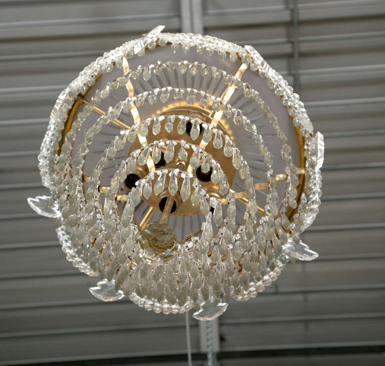 Pair of Bronze and Crystal Drop Chandeliers at 1stDibs