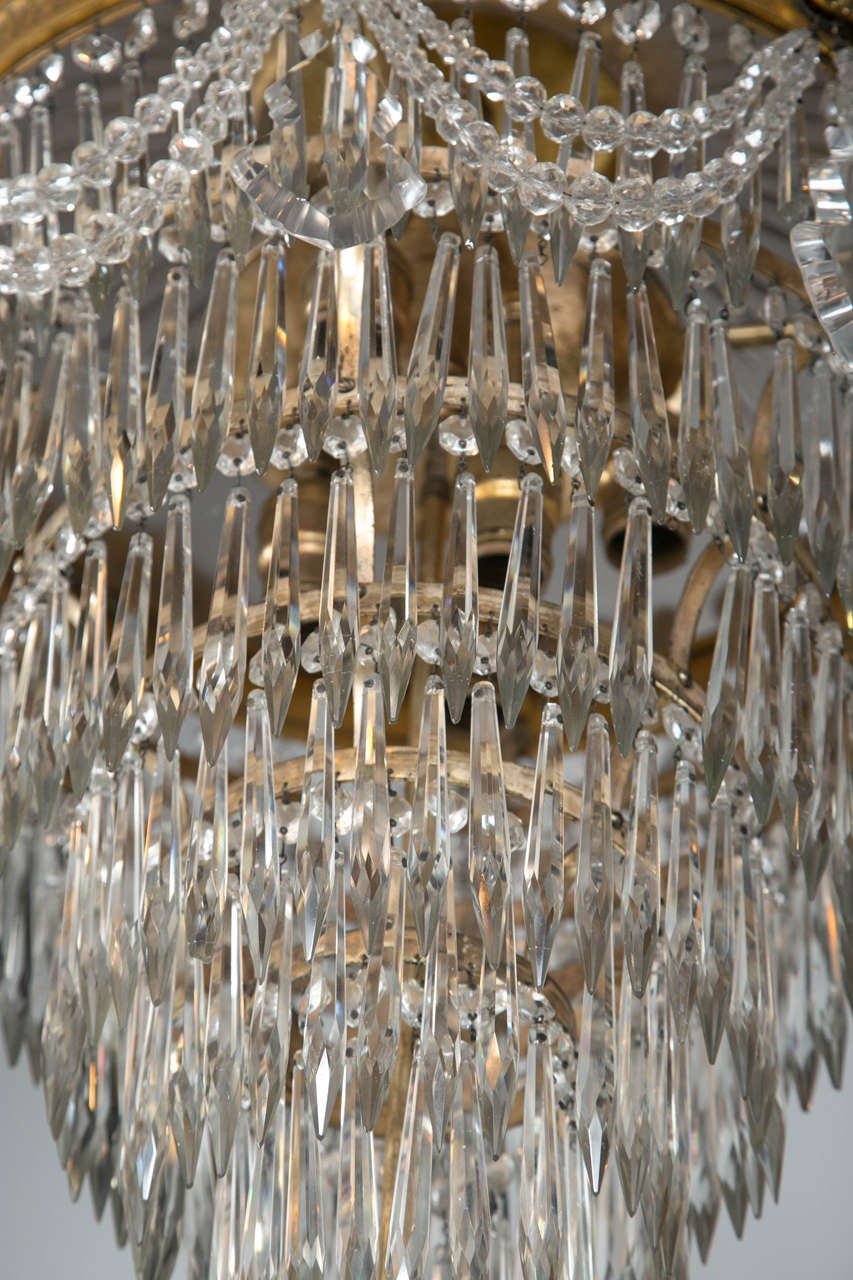 Pair of Bronze and Crystal Drop Chandeliers at 1stDibs