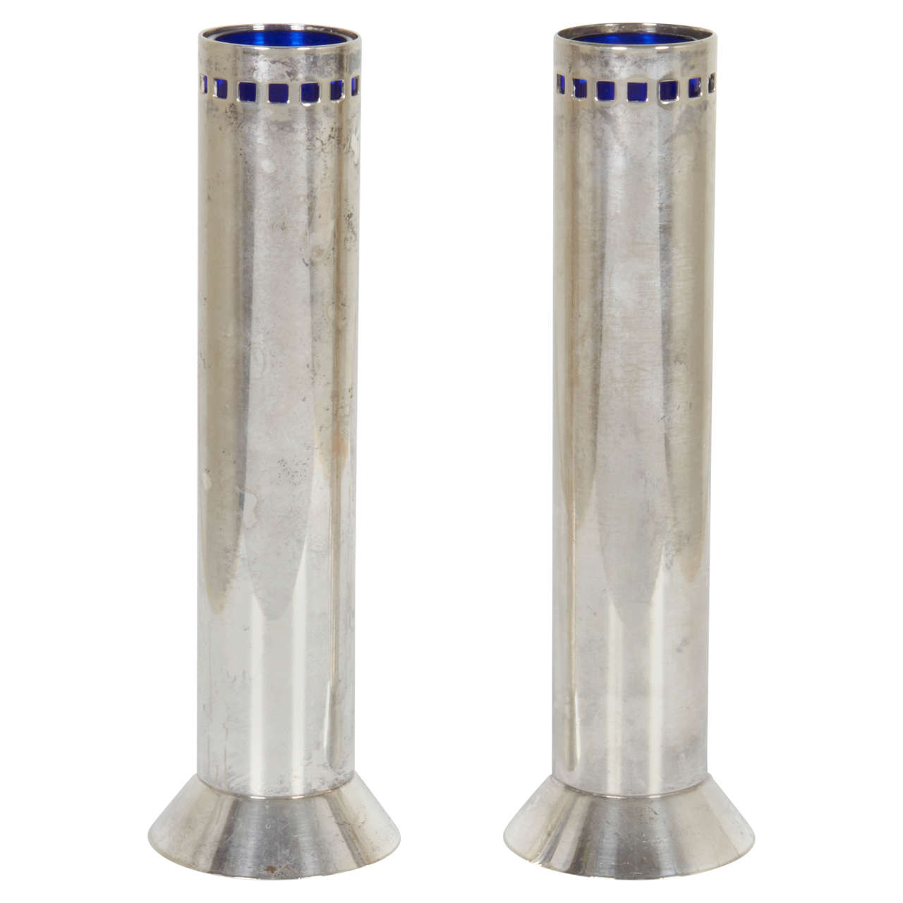 Pair of Silver Skyscraper Bud Vases by Richard Meier For Sale