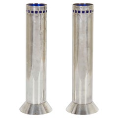 Pair of Silver Skyscraper Bud Vases by Richard Meier