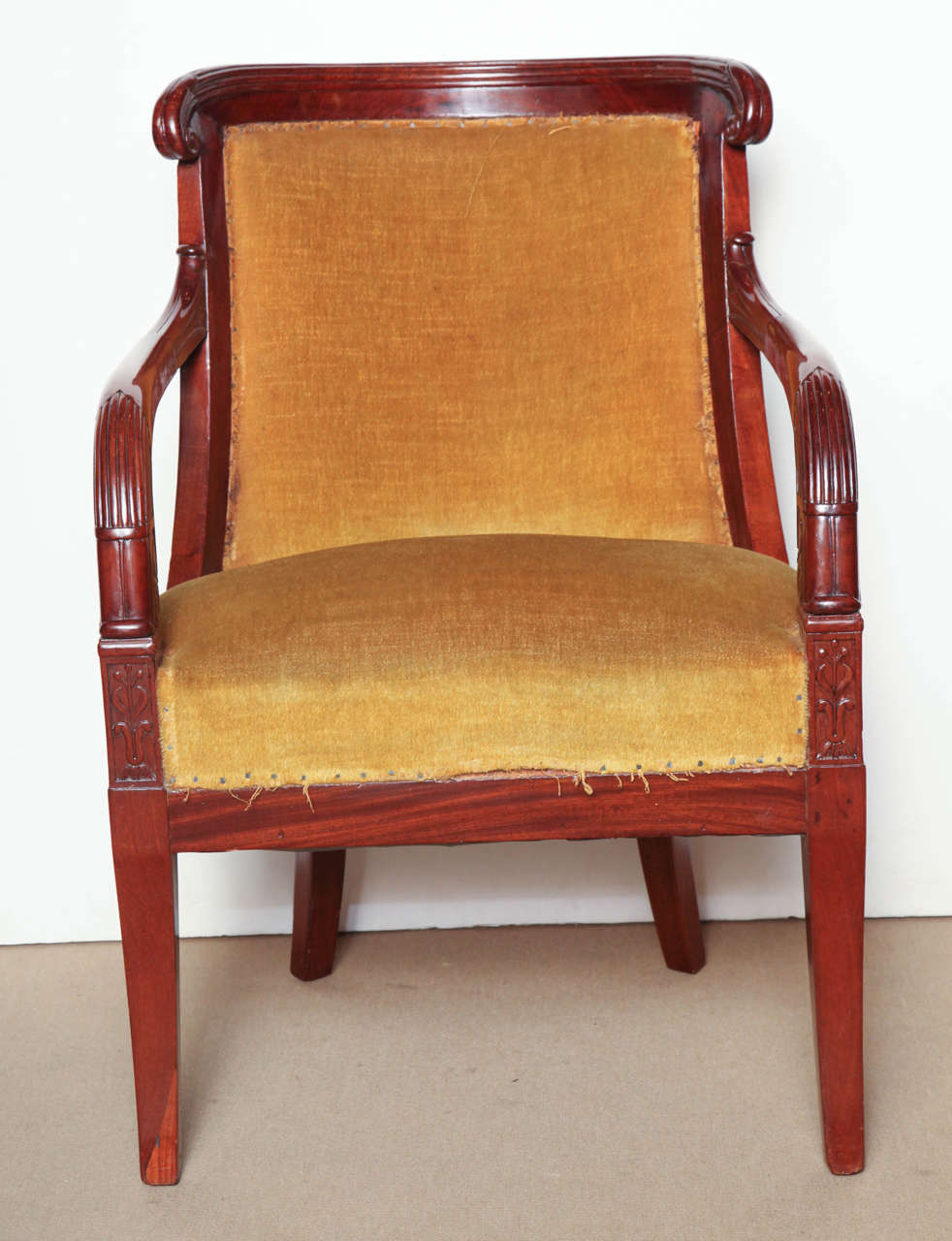 Restauration Pair of Similar Mahogany 19th Century Restoration Armchairs