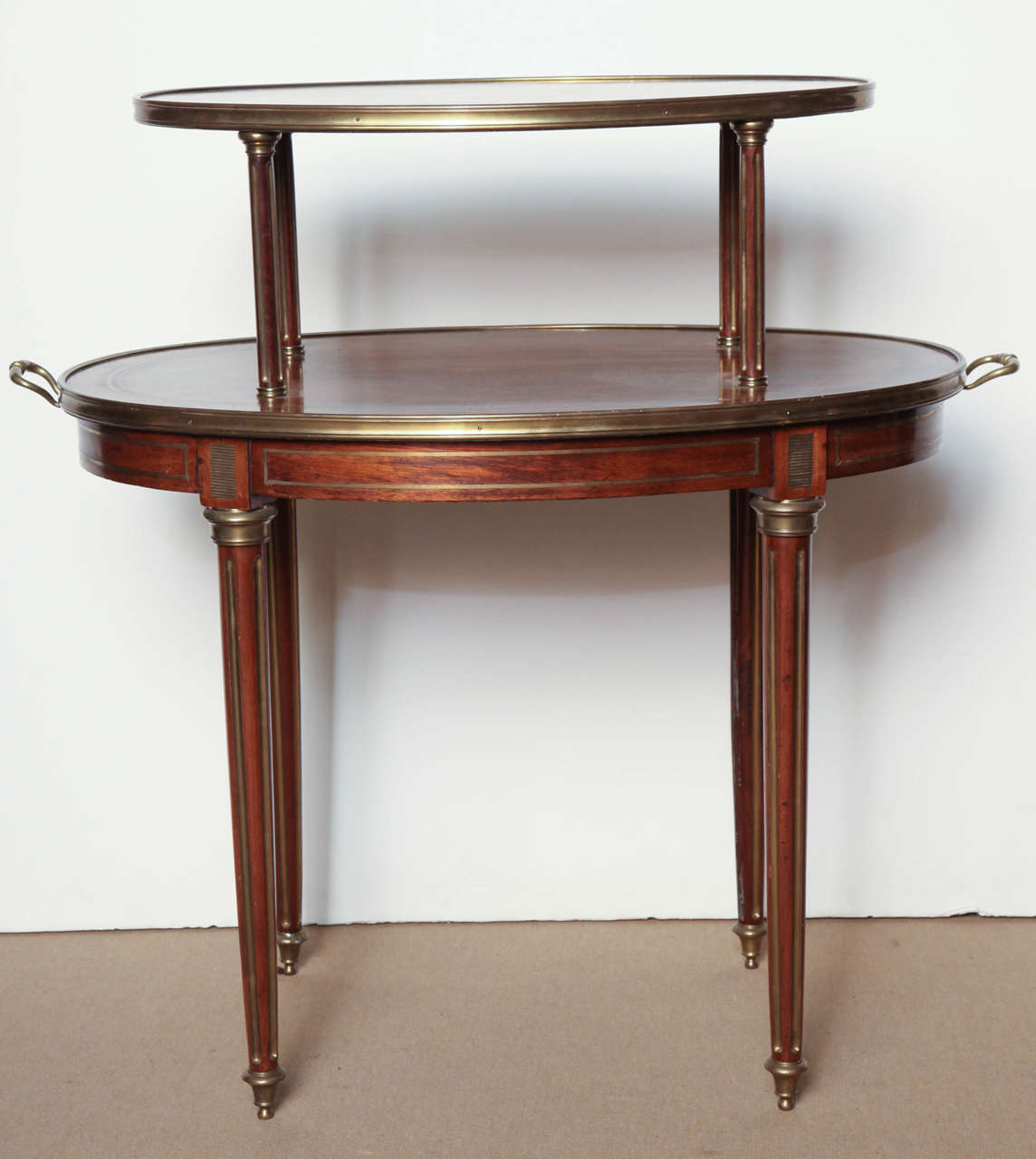 Late 19th Century Louis XVI Style, Mahogany and Brass Two-Tier Table