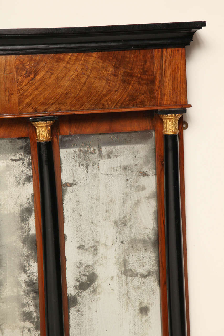 Early 19th Century Walnut and Ebonized Northern Italian Mirror For Sale 1