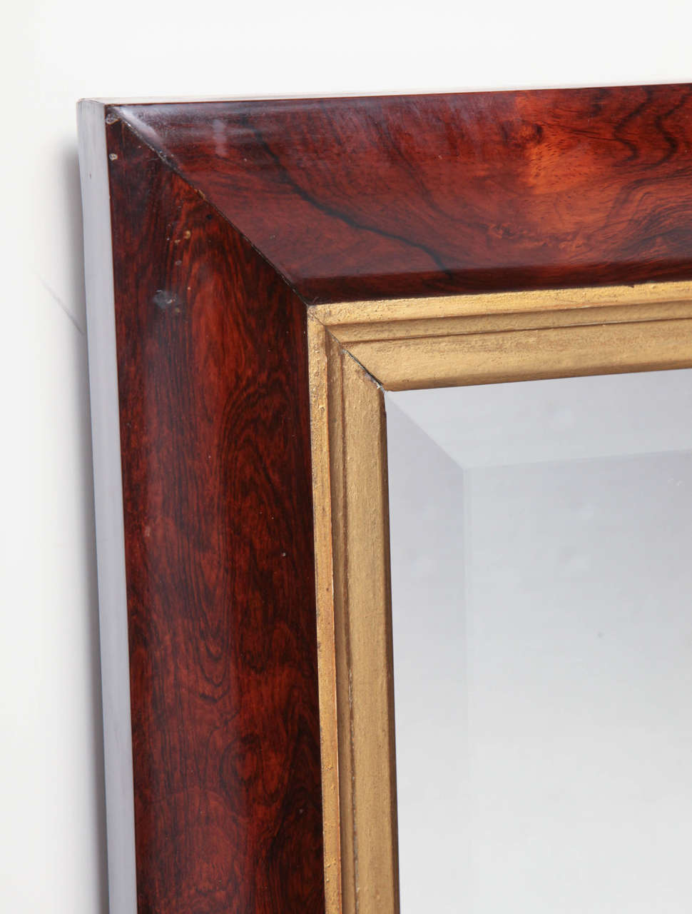 English Exceptional 19th Century Fruitwood and Gilded Mirror