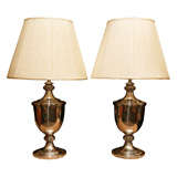 Pair of Silver Plate on Brass Table Lamps