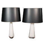 A Pair of Orrefors Crystal Lamps