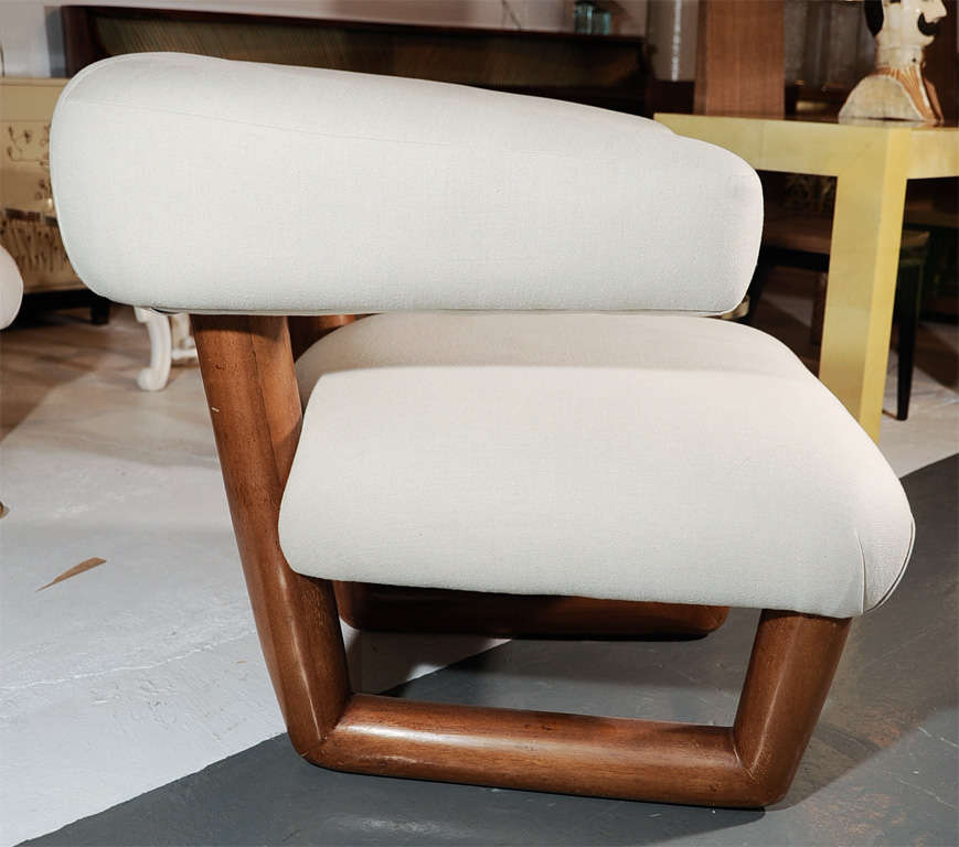 Wood Pair Oversized  Armchairs