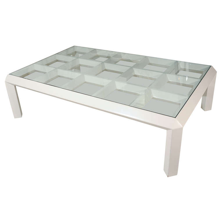Large White Lacquer Coffee Table at 1stDibs