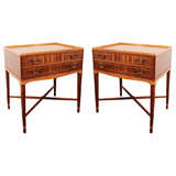 Vintage Pair of Rectangular Side Tables with Inlay