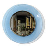 Large Round Mirror with Blue-Tinted Glass