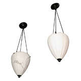 Pair of Vintage French Alabaster Cone Pendant Lights