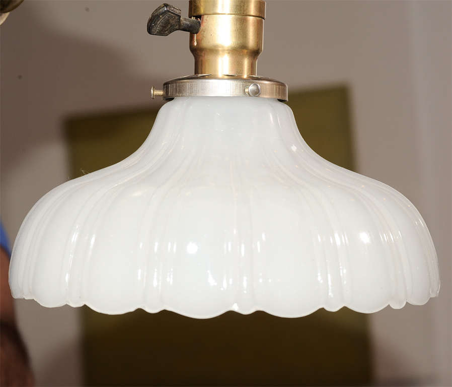 Pair of Scalloped Milk Glass and Brass Wall Sconces at 1stDibs | milk ...