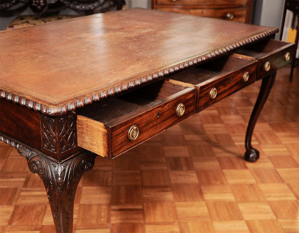George III Style Carved Mahogany Writing Table 1