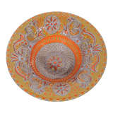 Vintage Higgins Art Glass Violet & Orange Bowl