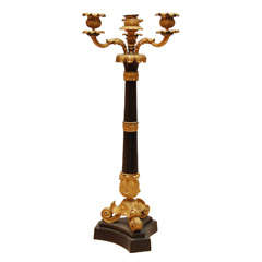 Two Color Bronze French Empire Candle Stick