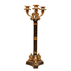 A single French Empire Bronze Candlestick