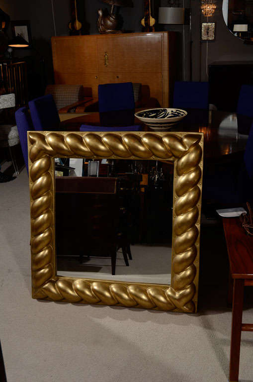 Square gilded plaster rope-form mirror, French 1930s

37” square.